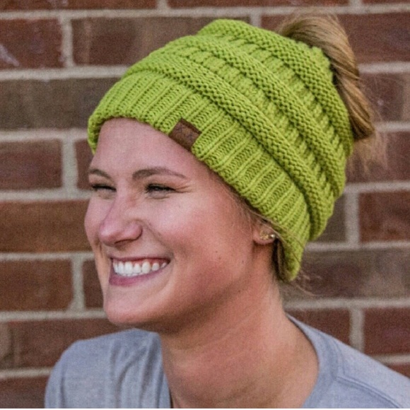 KK Ponytail Beanie-Lime Green - Picture 1 of 1